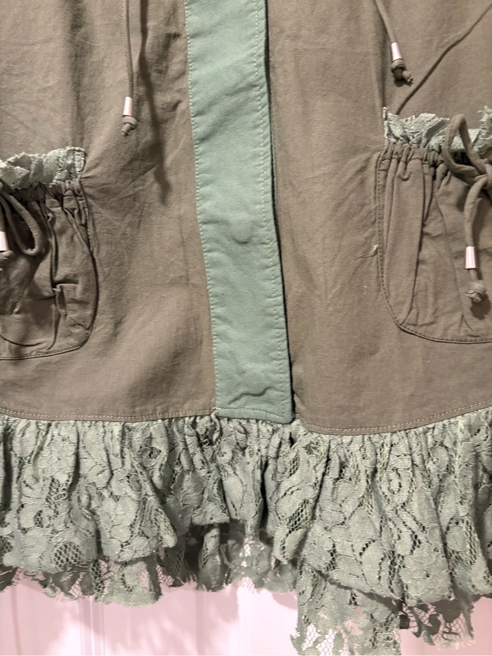 Free People Olive Sage Lace-Trim Utility Jacket - Picture 2 of 11